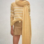 White + Warren 100% Cashmere Travel Wrap Scarf Blanket Yellow Mimosa Photo 1