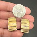 Givenchy Vintage  Silver & Gold-tone Ribbed Radiator Half Hoop Clip-On Earrings Photo 11