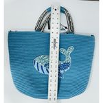 America & Beyond Embellished Jute Tote Crossbody Strap Whale Vacation Beach NWT Blue Photo 10