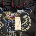 Dress Barn women’s size 1X black sheer embroidered blouse half sleeve tie neck Photo 8
