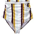 Nani Swimwear One Piece Swimsuit Size Medium Retro Stripe Modest Crisscross Back White Photo 7