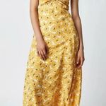 Free People Rosalee Yellow Floral Cut Out Maxi A-line dress NWT Sz M Photo 0