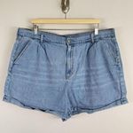 American Eagle Women’s Pleated Front Moms Shorts Light Blue Wash Denim Size 20 Photo 0