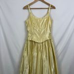 VTG 90s Jessica McClintock Gunne Sax Prom Ball Gown Yellow Satin Corset Size 8 Photo 3