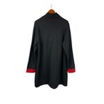 Chico's 100% Wool Black & Red Long Coat With Pockets Size 3 Photo 1