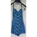 Vintage 60s Blue Plaid One Piece Halter Romper Pinup Rockabilly Women's XXS USA Photo 1