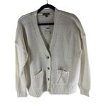 J.Crew  Womens Heritage Cotton Relaxed Cardigan Sweater Chunky Knit Ivory M Photo 2