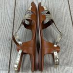 Furla Carmen Leather Vitello Sparkling Sandals 36 Gold & Cognac $365 Italy Photo 5