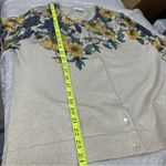 Charter Club  L Floral Cream Yellow Cardigan Sweater button down metallic Photo 11
