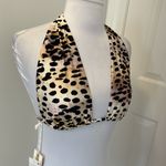 Good American  Good Swim Rose Cheetah Halter Bikini Top Photo 3