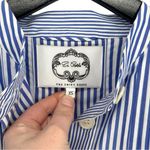 Evi Grintela Mona Midi Dress Blue Stripe XS Ruffle Sleeve Flared Shirt Dress Photo 6