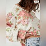 Free People  Off-the-Shoulder Floral Sweater - Cream and Pink Photo 0