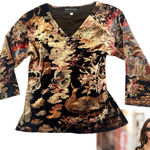 American Vintage 90s Y2K Velvet Dragon Bird Motif Top Medium #15 Photo 0