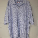 Urban Outfitters  Blue Raised Zebra Print Polo Quarter Zip Shirt Women’s Size XL Photo 0