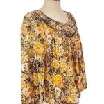 Free People We The Free Cool Meadow Midnight Combo Long Balloon Sleeves Boho Slouchy Top L Photo 5
