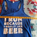 Bella Canvas Women's I Run Because I Really Like Beer Racerback Bright Blue Tank Top sz M Photo 3
