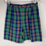Vintage Cotton Madras Bright Plaid Shorts Sz 12 Green Photo 0