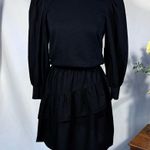 Nation Ltd Tenley Black Puff Sleeve Asymmetrical Ruffle Tiered Mini Dress~S🧡 Photo 10