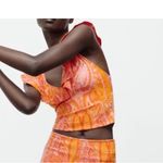 ZARA  Rare Orange and Pink Floral Paisley Ruffled Sleeveless Blouse Size Small Photo 1