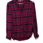 Soft Surroundings  Plaid Ruffle Shirt Womens Size S Flannel Soft Knit Top‎ Berry Photo 0