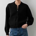 WHITE + WARREN Superfine Organic Cotton Track Jacket Zip Sweater Jacket Black Size L Photo 0
