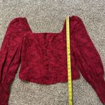 Anthropologie dark red square neck long sleeve crop top size M Photo 9