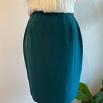 Vintage 90s Beautiful Green 100% Silk Mini Skirt Size 4 with Back Slit Photo 0