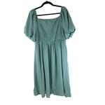 Bloomchic  Womens Dress A Line Puff Sleeve Split Neck Smocked Green 14-16 Photo 1