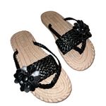 Unbranded cute black flower design strap slip ons! New Tan Size 7.5 Photo 3