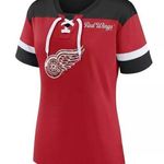 NHL Detroit Red Wings Women's Red Lace Up Short Sleeve Jersey, Large Photo 0