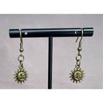 Handmade  Dangly Bronze Sun and Moon Earrings Photo 1