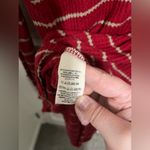 Free People Red and Grey Striped Waffle Knit Oversized Long Sleeve Photo 6