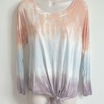 π Dreamsicle tie dye scoop neck relaxed fit long sleeve top orange blue β¦ Photo 3