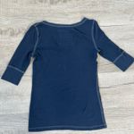 Abercrombie & Fitch Vintage Stretch Henley Top Navy Blue Medium 3/4 Sleeve Y2K Photo 3