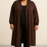 Women's Roaman's Brown Cotton & Polyester Blend Cardigan Photo 0
