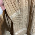 Vintage Tan White Snowflake Pattern Ribbed Braided Tight Knit Sweater Large Photo 7
