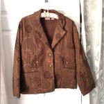 Chico's Chico’s Jacket Size 2 (L) Brown Embroidery Floral Paisley Button Front blazer Photo 2