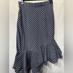 Joie  Yenee Navy Blue and White Stripe Asymmetrical Ruffle Skirt size 4 Photo 4