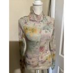 FP Movement Abstract Watercolor Mesh Turtleneck Top XS White Photo 1