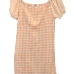 Nyc Madden  Smocked Gingham Plaid Off Shoulder Dress Orange White XL Photo 0