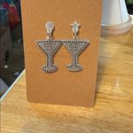 Happy New Year Martini Glass Earrings Silver Photo 5