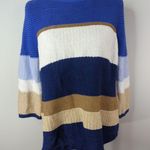 Chico's Blue White Black Brown Color blocked Sweater Women's Large Knit Tunic Photo 0