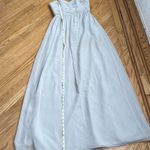 Revelry Strapless Chiffon Gown Sz 4 Light Grey Bridesmaid Formal Dress Gray Photo 6