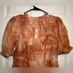 Anthropologie By the River Size Small Orange Peach High Neck Smocked Fall Blouse Photo 5