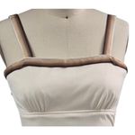 Handmade 1970s VTG Cream Empire Waist Maxi Dress W/ Sheer Shawl/Cape Brown Ombre Trim S Photo 4