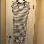 Athleta  Gray Ruched Tie Front Midi Dress with Cap Sleeves, XL Photo 4