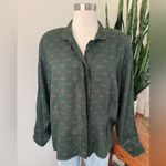 Vintage Jarrod’s Rayon Equestrian Print Button Down Shirt Green Blouse size 14 Photo 6