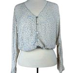 By Together Women’s Long Sleeve Blue & White Amimal Print Crop Top Size Small Photo 0