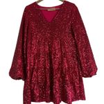 How Very Loved Mini Dress Womens S Fuschia Pink Sequin Long Sleeve Birthday Photo 2
