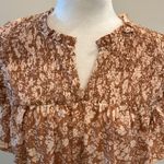 NWT Voy Neutral Floral Print Flutter Sleeve Top Sz L Tan Size L Photo 1